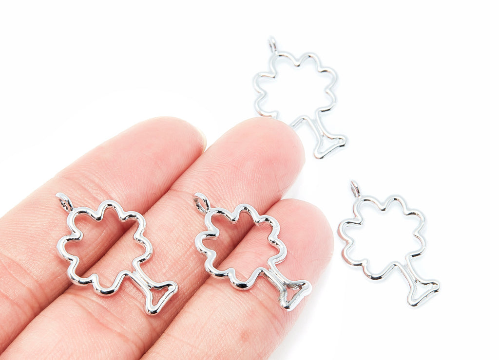 Tree Shaped Charms- Zinc Alloy Earring Finding - Nickel / Silver Tone - Alloy Pendant for Necklace - 28x18x1.81mm - ZZ1289N - DOMEDBAZAAR