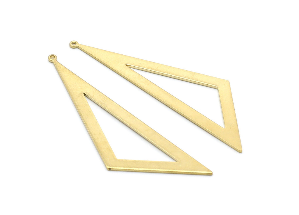 Brass Triangle Charms - Triangle Shpaed Raw Brass Connector - Geometric Charm - Jewelry Supplies - 66,38x19,59x1,06mm - PP1421 - DOMEDBAZAAR
