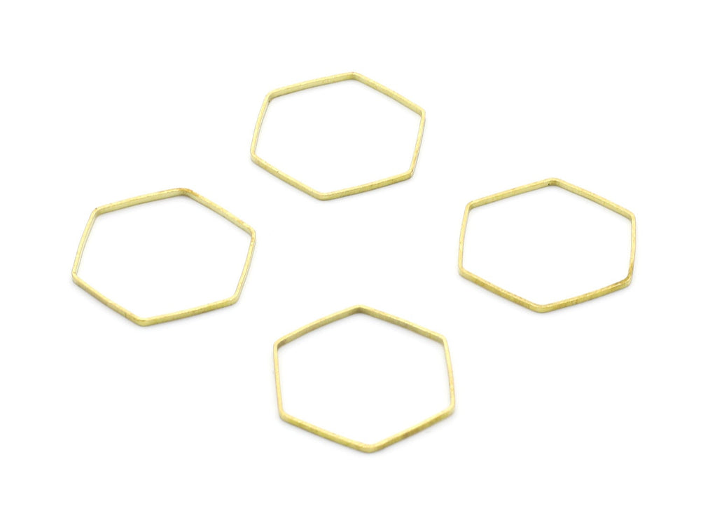 Raw Brass Geometric Charms - Hexagon Shaped Raw Brass - Hexagon Findings - Jewellery Supplies - 25x22x0,55mm - PP1385 - DOMEDBAZAAR