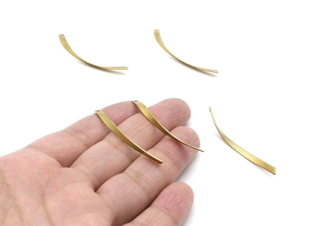 Brass  Wave Charms - Wave Shaped Raw Brass Connector - Jewelry Supplies - 51,65x3,12x0,71mm - PP1382 - DOMEDBAZAAR