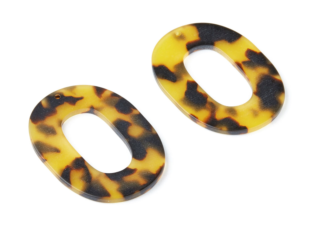 Acetate Oval Charms - Matte Tortoise Shell Earrings - Oval Earrings and Pendant - Color Code: A03 - 47x34,6x2,51mm - AC1065AS - DOMEDBAZAAR