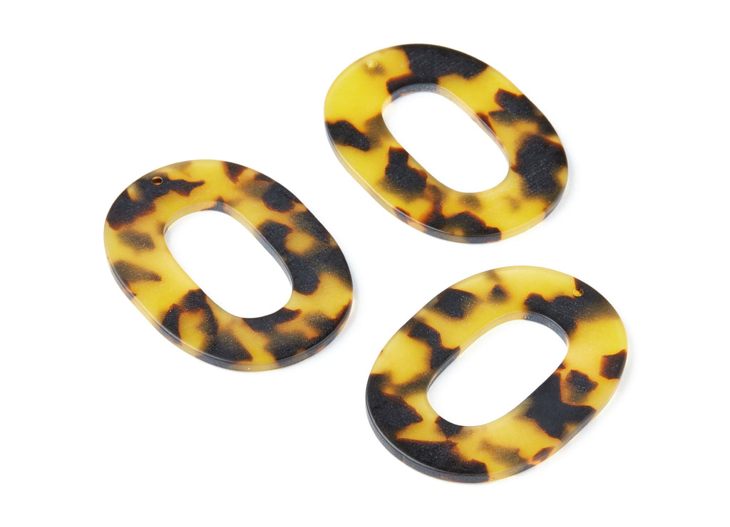 Acetate Oval Charms - Matte Tortoise Shell Earrings - Oval Earrings and Pendant - Color Code: A03 - 47x34,6x2,51mm - AC1065AS - DOMEDBAZAAR