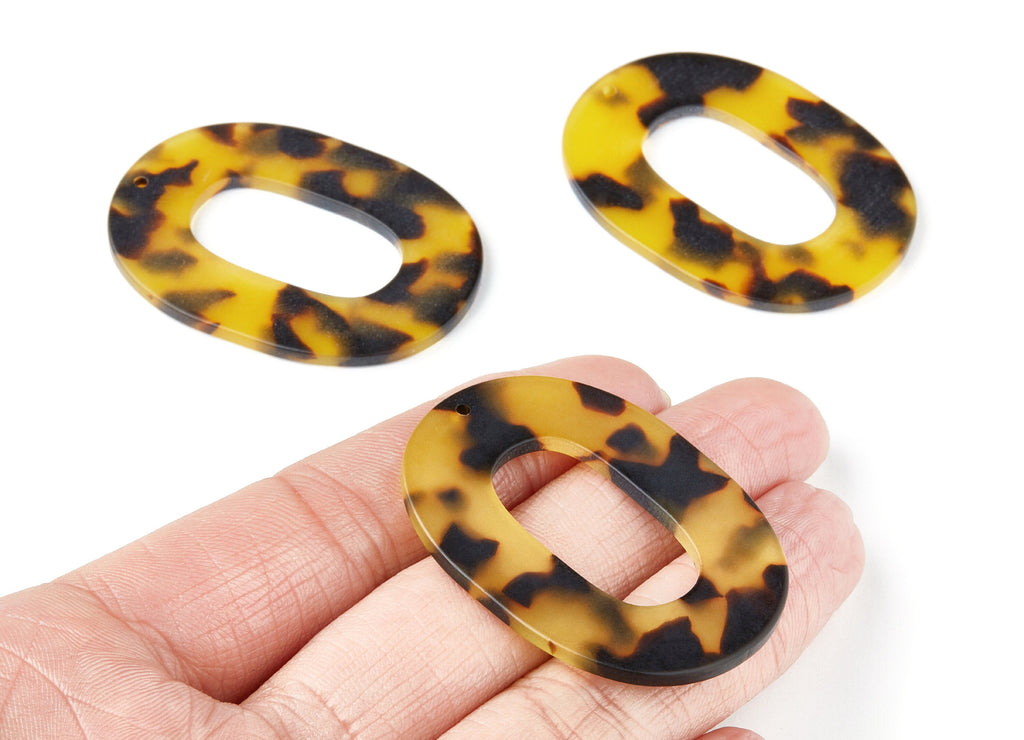 Acetate Oval Charms - Matte Tortoise Shell Earrings - Oval Earrings and Pendant - Color Code: A03 - 47x34,6x2,51mm - AC1065AS - DOMEDBAZAAR