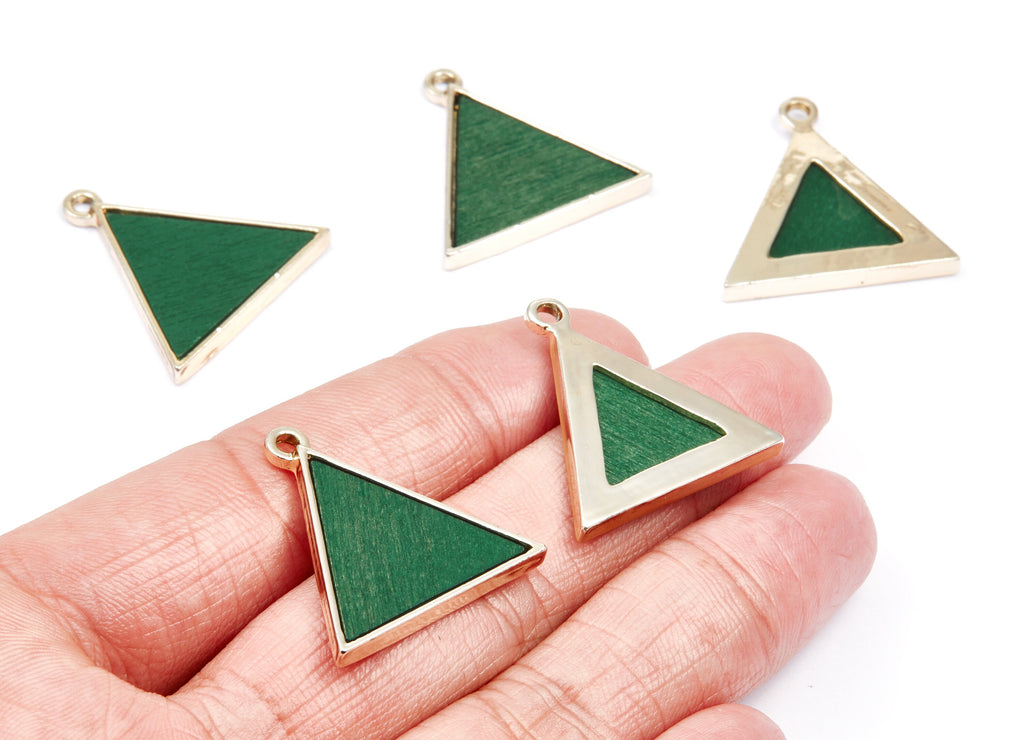 Triangle Shaped Charms - Zinc Alloy Earring Findings - Gold Tone Connector - Alloy Pendant for Necklace - 27,13x26,57x2,94mm - ZZ1219G - DOMEDBAZAAR