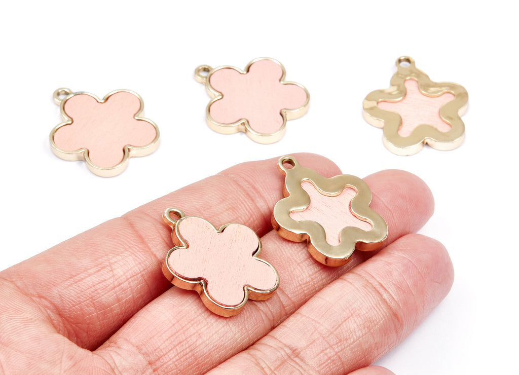 Flower Shaped Charms- Zinc Alloy Earring Findings - Gold Tone Connector - Alloy Pendant for Necklace - 26,95x23,6x2,7mm - ZZ1242A - DOMEDBAZAAR