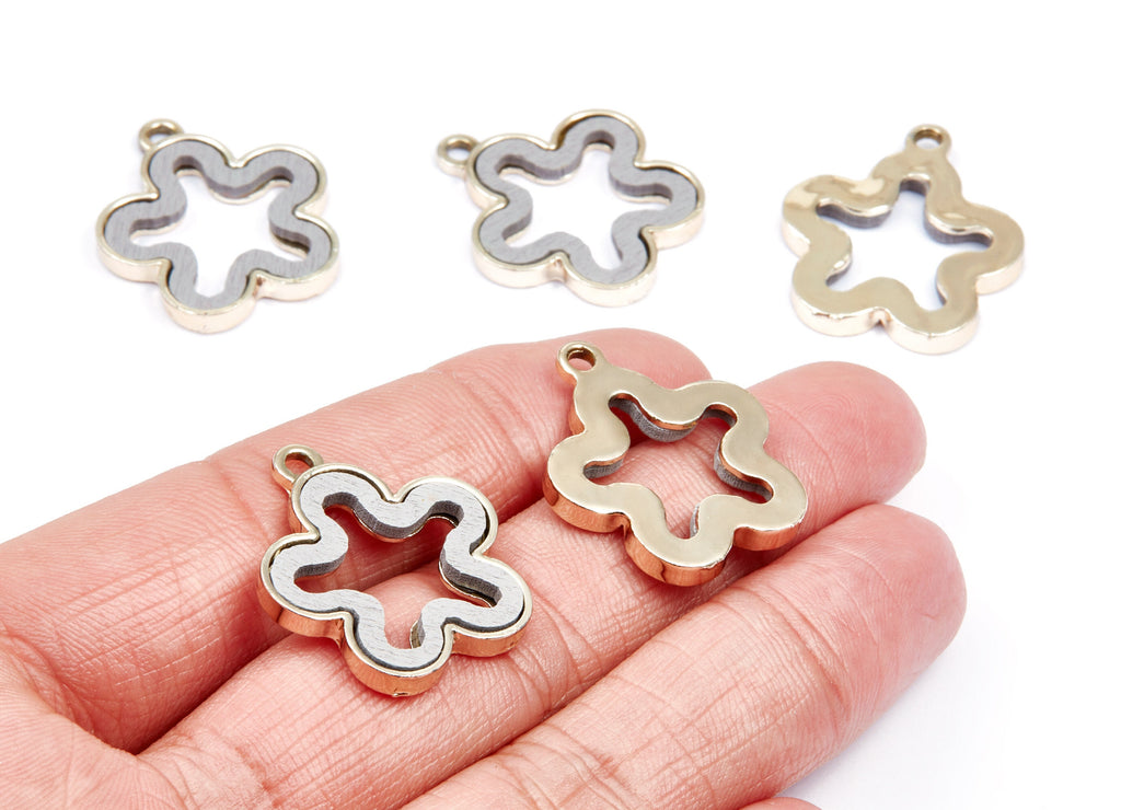 Flower Shaped Charms- Zinc Alloy Earring Findings - Gold Tone Connector - Alloy Pendant for Necklace - 26,43x23,25x2,78mm - ZZ1245 - DOMEDBAZAAR