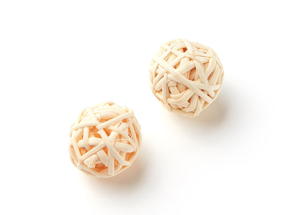 Handwoven Paper Rope Earrings - Ball Shaped Paper Rope Pendant - Wooden Straw Earring - Jewelery Handmade - 22.8x22.8mm - RT1088 - DOMEDBAZAAR