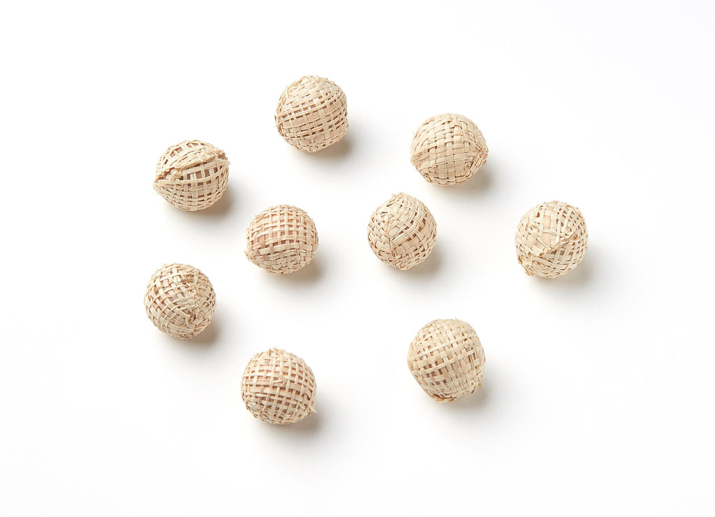 Handwoven Paper Rope Earrings - Ball Shaped Paper Rope Pendant - Wooden Straw Earring - Jewelery Handmade - 16.16x16.16mm - RT1073 - DOMEDBAZAAR