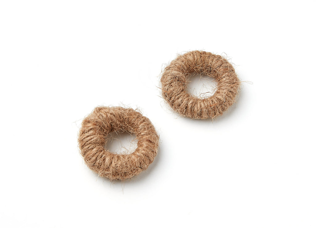 Handwoven Hemp Rope Earrings - Round Shaped Rope Pendants - Hemp Rope Charms - Jewelery Handmade - 30.75x30.75x7.45mm - RT1044 - DOMEDBAZAAR
