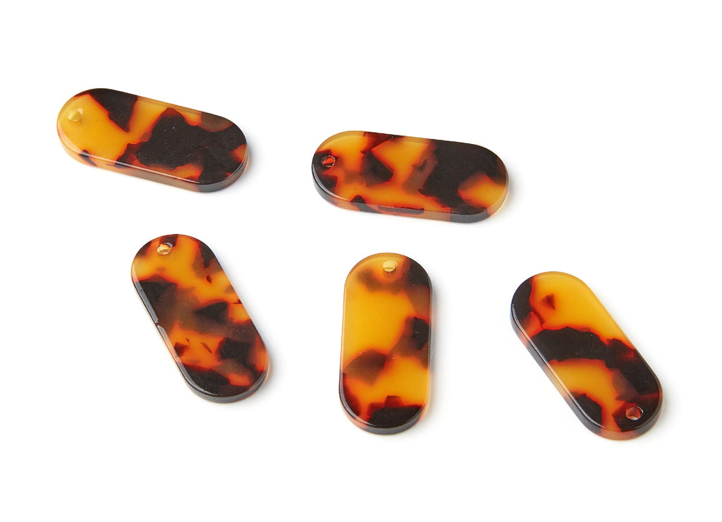 Acetate Acrylic Earring Charms - Tortoise Shell Oval - Oval Shaped Pendant - Jewelry Supplies - Color Code: A01 - 26,6x11,7x2,65mm - AC1209A - DOMEDBAZAAR
