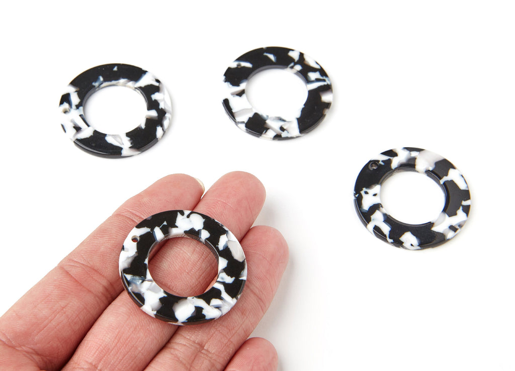Acetate Hoop Earrings Charms - Circle Shaped Pendant - Earring Findings - Jewelry Supplies - Color Code: A17 - 35,8x35,8x2,7mm - AC1212A - DOMEDBAZAAR