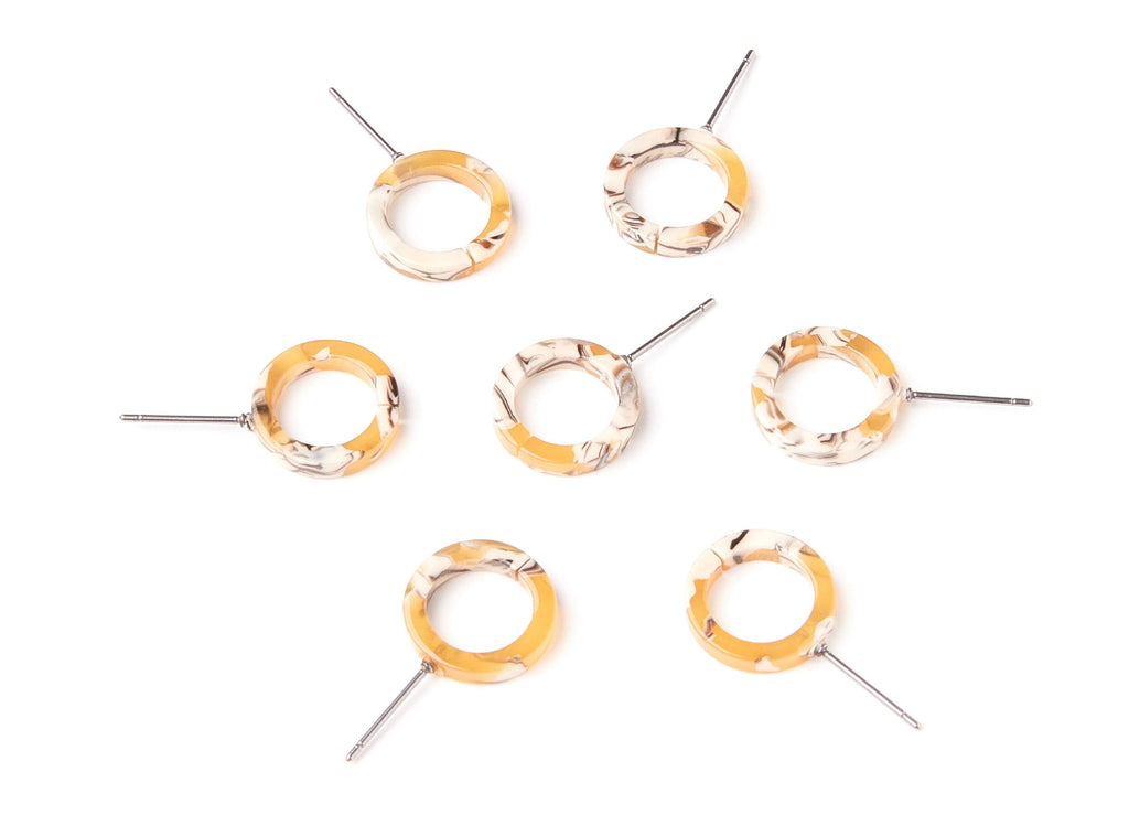Acetate Acrylic Earring Stud - Laser Cut Open Circle - Earring Post - Jewelry Supplies - Color Code: A14 - 13,53x13,53x2,75mm - AC1224C - DOMEDBAZAAR