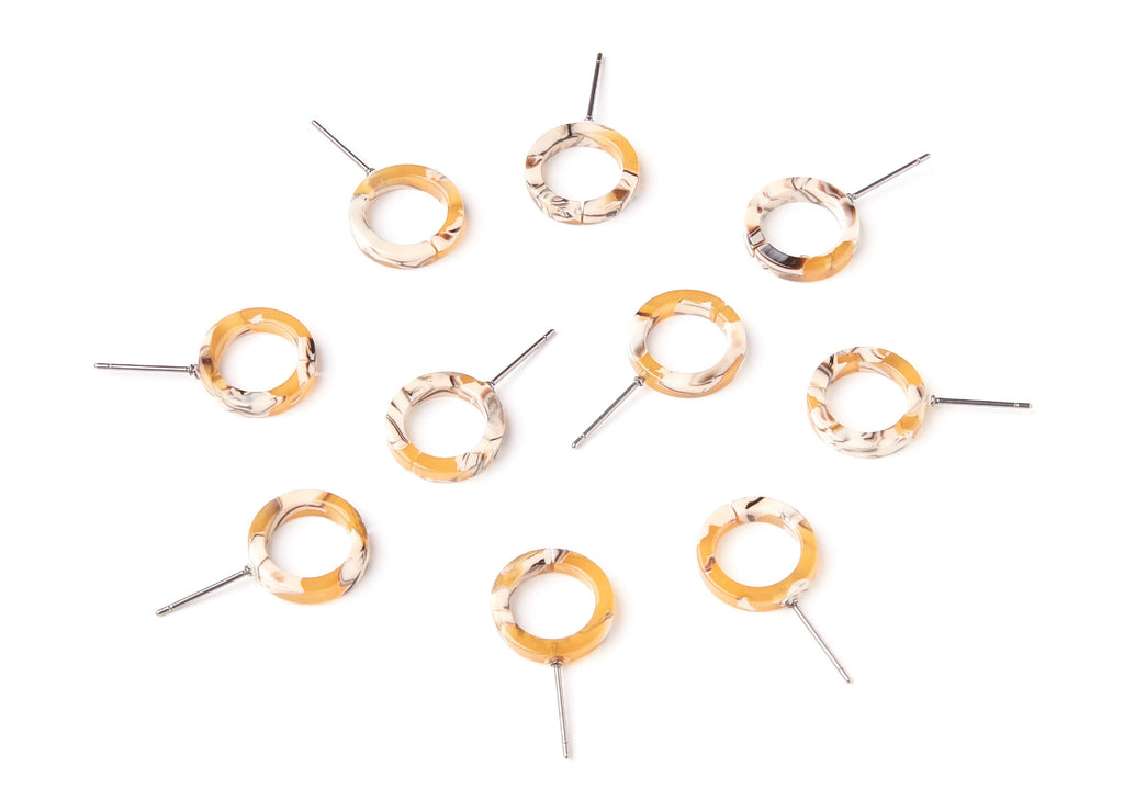 Acetate Acrylic Earring Stud - Laser Cut Open Circle - Earring Post - Jewelry Supplies - Color Code: A14 - 13,53x13,53x2,75mm - AC1224C - DOMEDBAZAAR