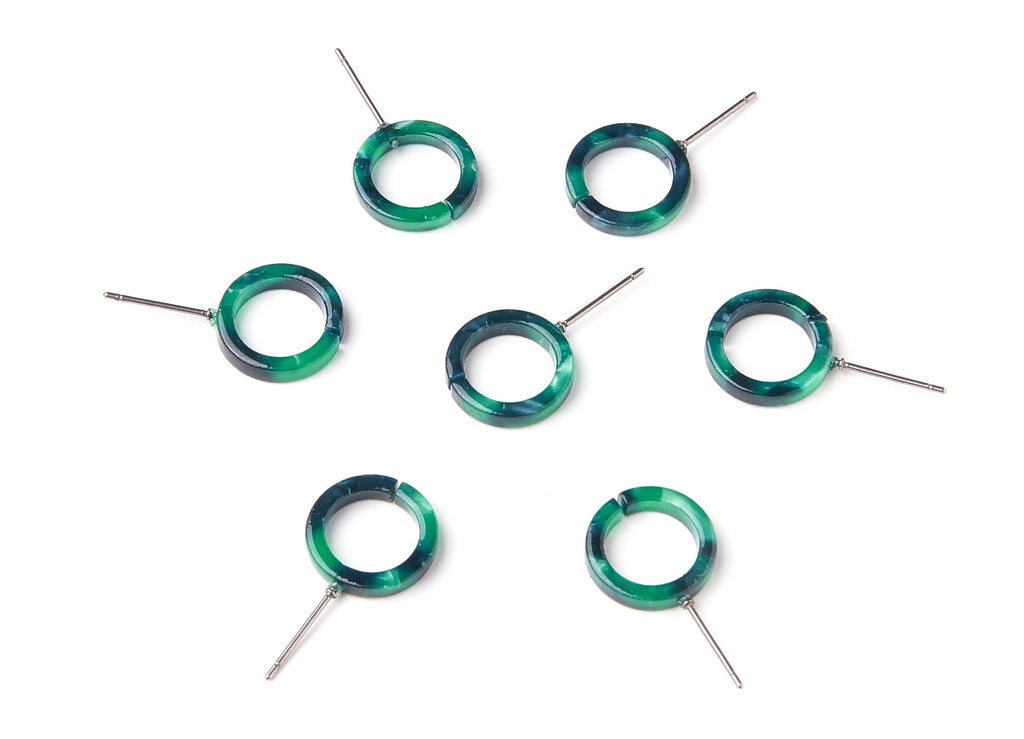 Acetate Acrylic Earring Stud - Laser Cut Open Circle - Circle Shaped - Color Code: A13 - 13,53x13,53x2,75mm - AC1224J - DOMEDBAZAAR