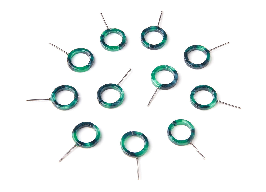 Acetate Acrylic Earring Stud - Laser Cut Open Circle - Circle Shaped - Color Code: A13 - 13,53x13,53x2,75mm - AC1224J - DOMEDBAZAAR