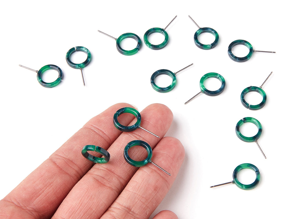 Acetate Acrylic Earring Stud - Laser Cut Open Circle - Circle Shaped - Color Code: A13 - 13,53x13,53x2,75mm - AC1224J - DOMEDBAZAAR