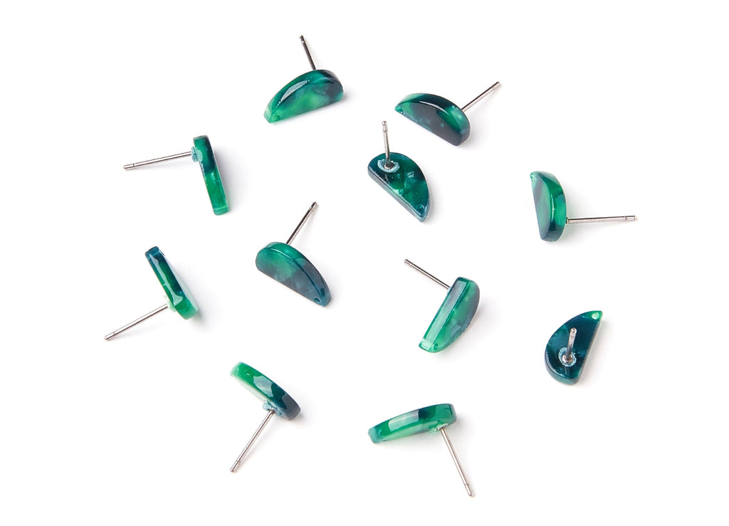 Acetate Half Drop Earring Stud - Acrylic Half Drop Earring Post - Earring Post - Jewelry Supplies Color Code: A13 - 12.64x6.1x2.8mm- AC1228C - DOMEDBAZAAR
