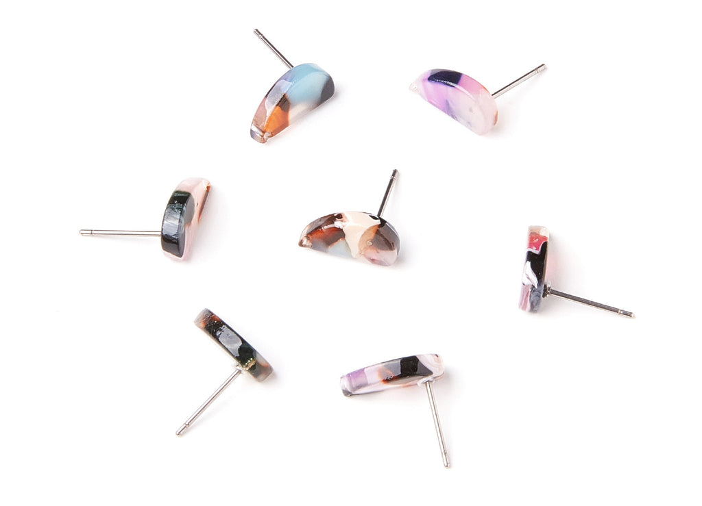 Acetate Half Drop Earring Stud - Half Drop Earring Post - Earring Post - Jewelry Supplies - Color Code: A11 - 12.64x6.1x2.8mm- AC1228D - DOMEDBAZAAR