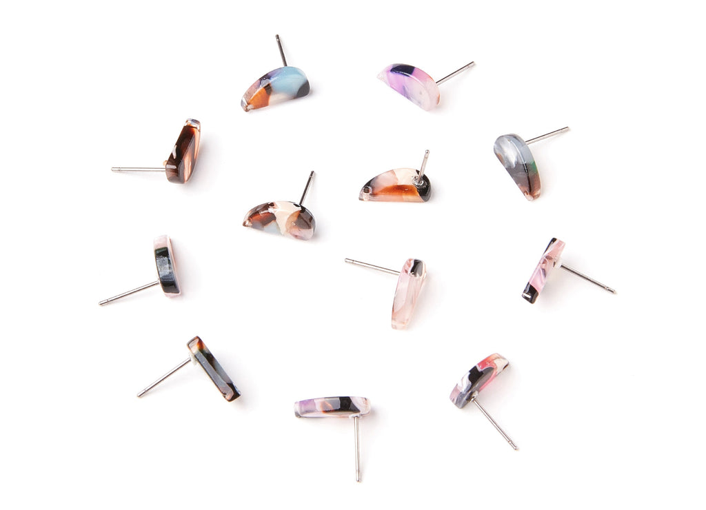 Acetate Half Drop Earring Stud - Half Drop Earring Post - Earring Post - Jewelry Supplies - Color Code: A11 - 12.64x6.1x2.8mm- AC1228D - DOMEDBAZAAR