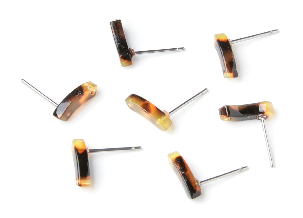 Acetate Acrylic Earring Stud - Tortoise Shell Earrings - Geometric Earring Post - Jewelry Supplies - 11,06x3,77x2,69mm - AC1222B - DOMEDBAZAAR