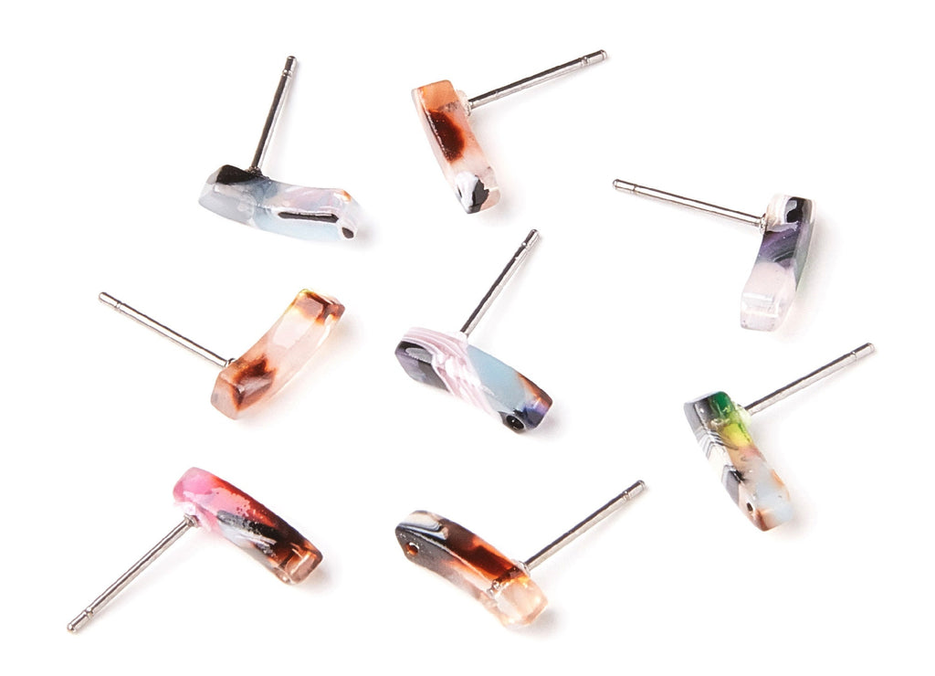 Acetate Geometric Earring Stud - Geometric Earring Post - Earring Post - Jewelry Supplies - Color Code: A11 - 11,06x3,77x2,69mm - AC1222F - DOMEDBAZAAR