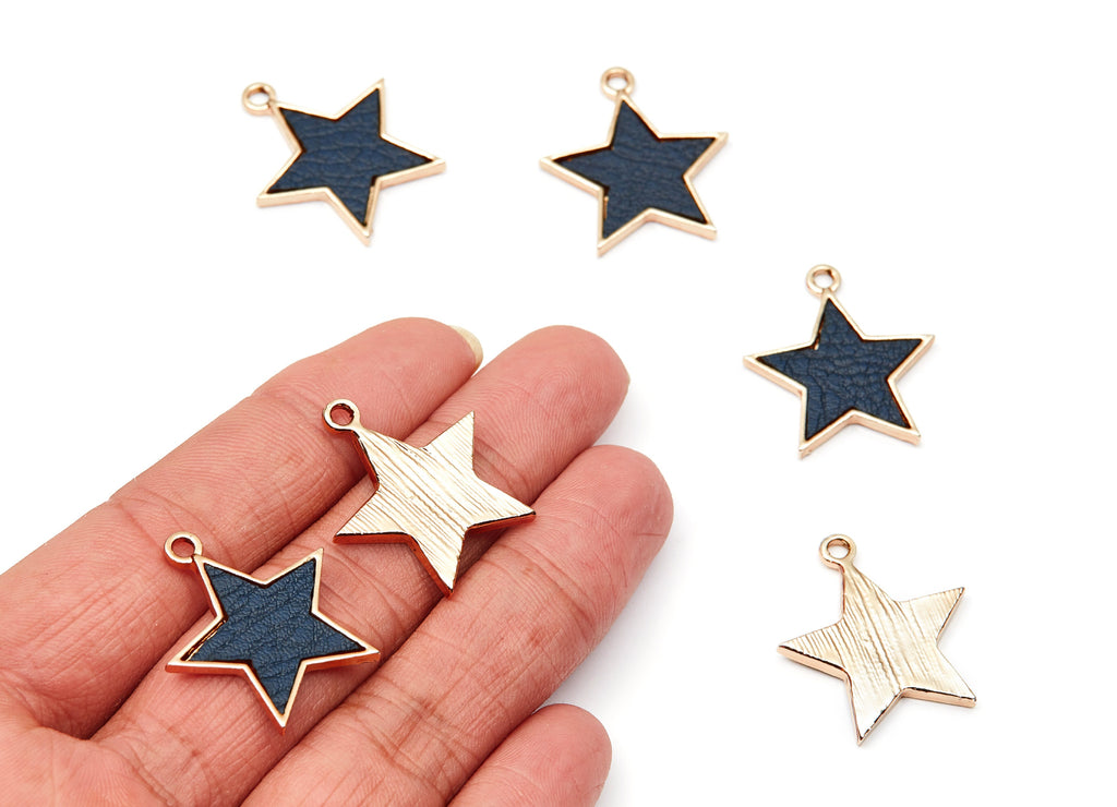 Star Shaped Charms- Zinc Alloy Earring Findings - Gold Tone Connector - Alloy Pendant for Necklace -28,28mm x24,8x2,4mm - ZZ1232 - DOMEDBAZAAR