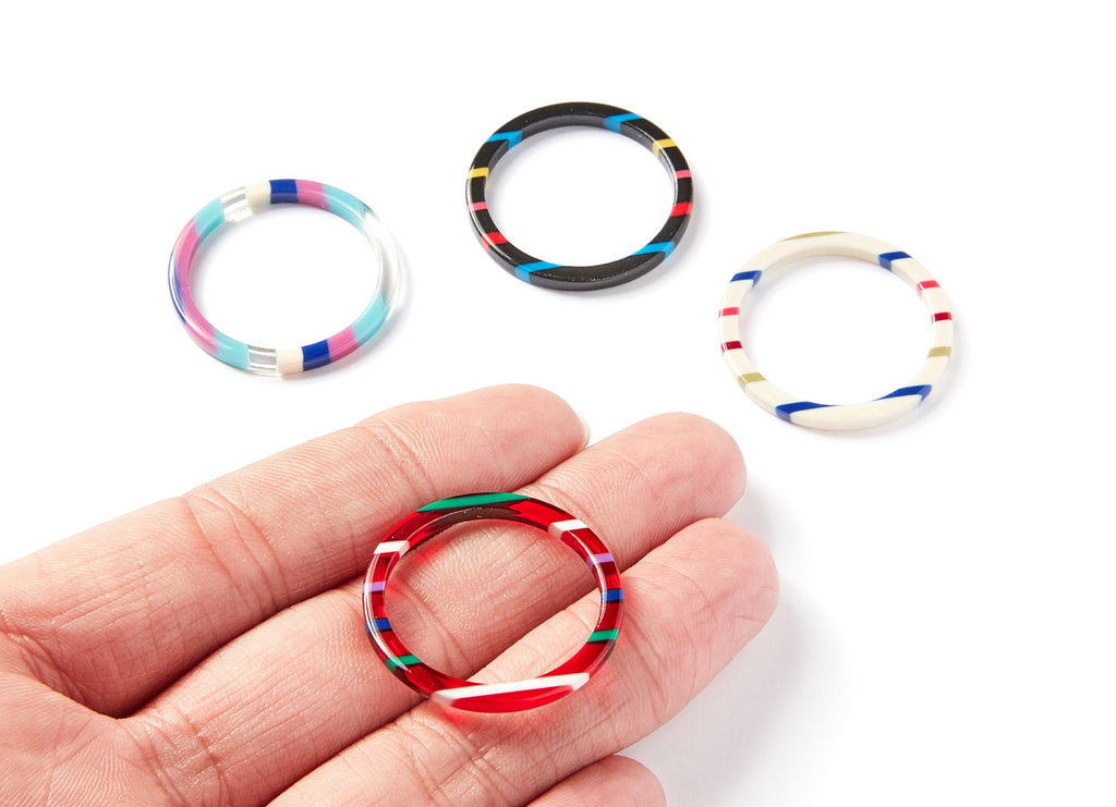 Acetate Acrylic Hoop Earring Charms - Circle Shaped Pendant - Earring Findings - Jewelry Supplies - 30x30x2.6mm - AC1194A - DOMEDBAZAAR
