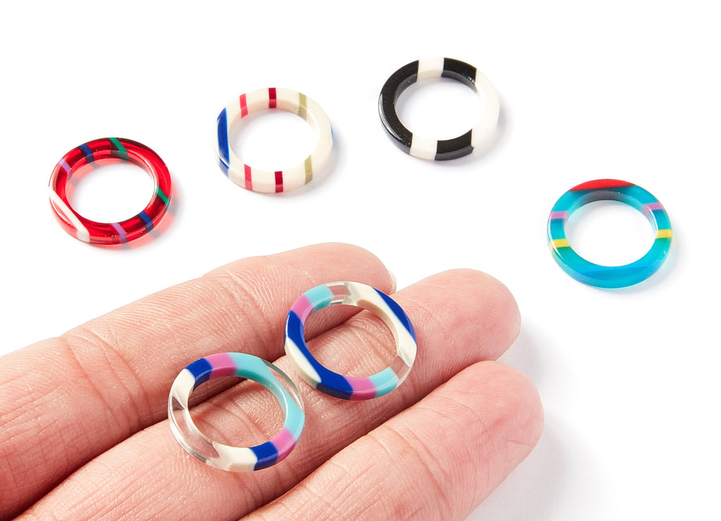 Acetate Hoop Earring Charms - Circle Shaped Pendant - Earring Findings - Jewelry Supplies - 19.1x19.1x2.75mm - AC1196A - DOMEDBAZAAR