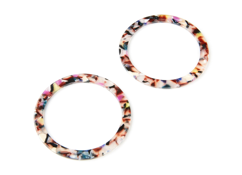 Acetate Hoop Earrings Charms - Big Circle Shaped Pendant - Earring Findings - Jewelry Supplies - Color Code: A11 - 70x70x2,76mm- AC1295D - DOMEDBAZAAR
