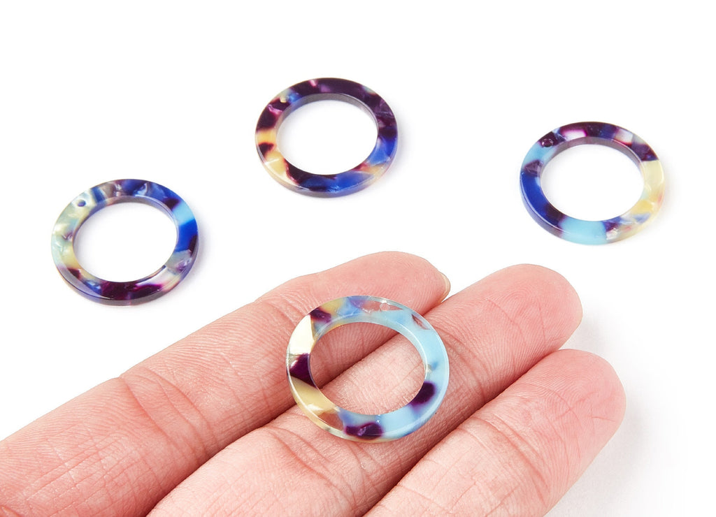 Acetate Hoop Earrings Charms - Round Circle Pendant - Earring Findings - Jewelry Supplies - Color Code: A23 - 22.8x22.8x2.63mm - AC1118G - DOMEDBAZAAR