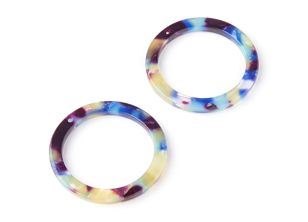 Acetate Hoop Earrings Charms - Circle Shaped Pendant - Earring Findings - Jewelry Supplies - 29.8x29.8x2.52mm - AC1119G - DOMEDBAZAAR