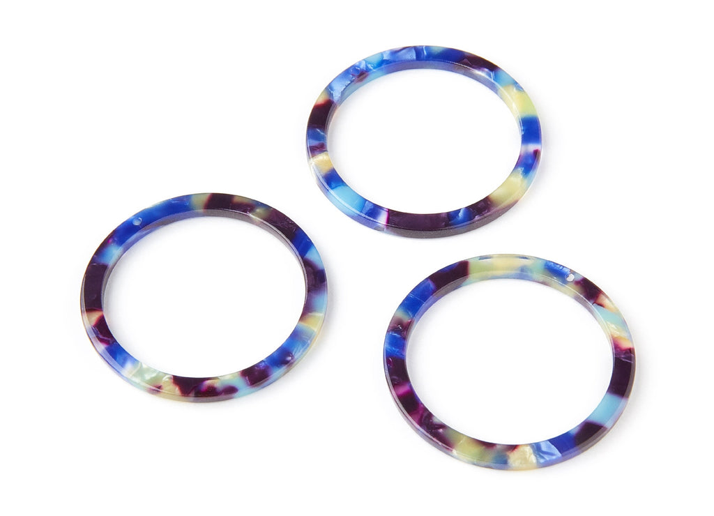 Acetate Hoop Earrings Charms - Tortoise Hoop Shell Earrings- Circle Shaped Pendant - Color Code: A23 - 36.5x36.5x2.6mm - AC1120G - DOMEDBAZAAR
