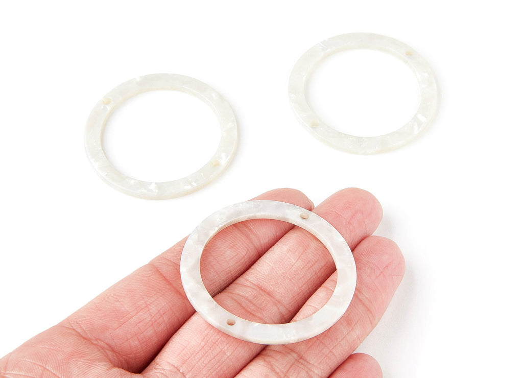 Acetate Hoop Earrings Charms - Tortoise Hoop Shell Earrings - Circle Pendant with 2 Holes - Color Code: A12 - 44,75x44,75x2,75mm - AC1288A - DOMEDBAZAAR