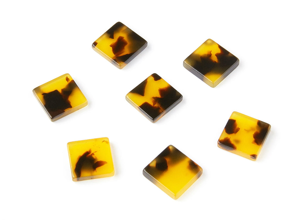 Acrylic Earring Charms - Tortoise Shell Earrings - Square Pendant - Jewelry Making Supplies -   11,97x11,97x2,7mm - AC1294D - DOMEDBAZAAR