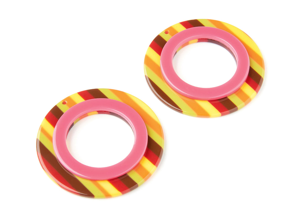 Acetate Hoop Earrings Charms - Round Circle Pendant - Earring Findings - Jewelry Supplies - Color Code: A107 - 53.35x53.35x4.92mm - AC1299A - DOMEDBAZAAR