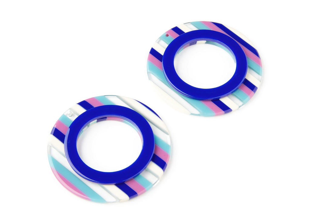 Acetate Hoop Earrings Charms - Round And Circle Pendant - Earring Findings - Jewelry Supplies - Color Code: A109 - 53.4x53.4x4.9mm - AC1299C - DOMEDBAZAAR