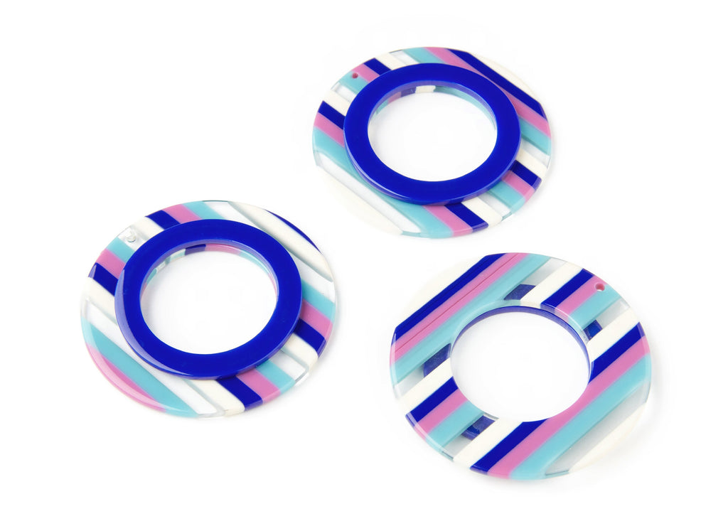 Acetate Hoop Earrings Charms - Round And Circle Pendant - Earring Findings - Jewelry Supplies - Color Code: A109 - 53.4x53.4x4.9mm - AC1299C - DOMEDBAZAAR
