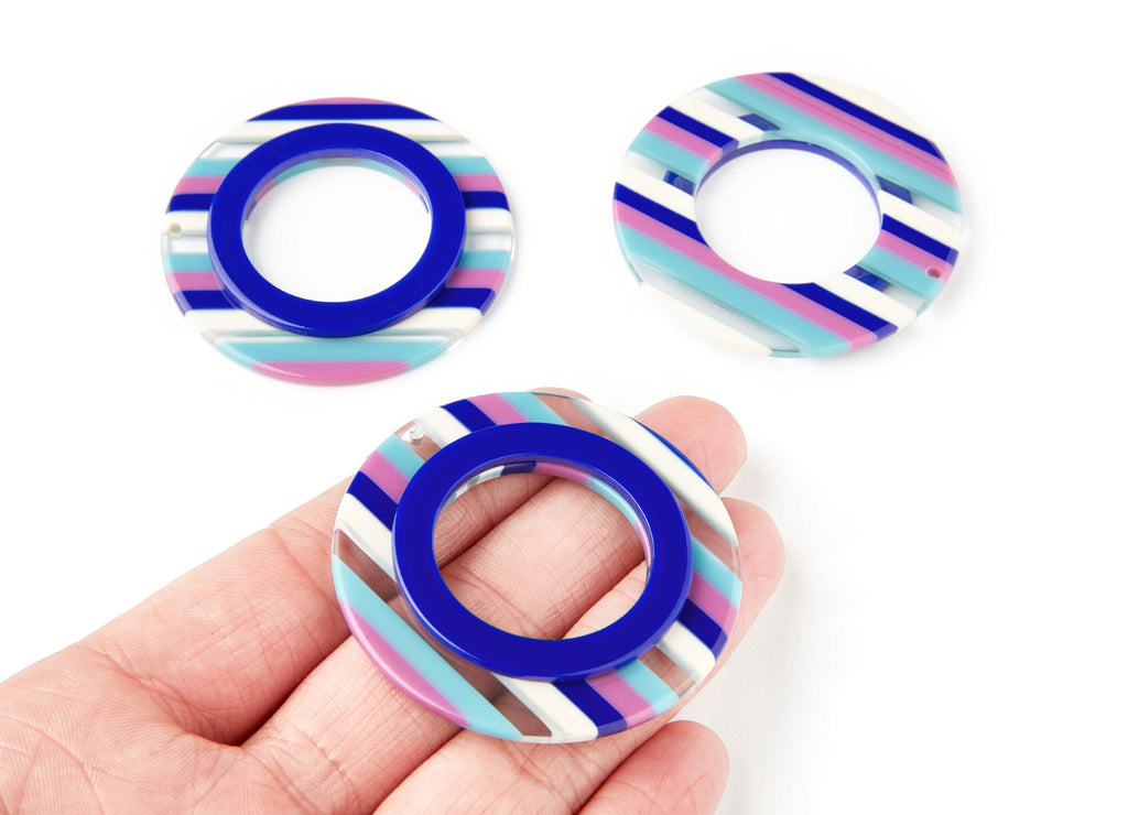 Acetate Hoop Earrings Charms - Round And Circle Pendant - Earring Findings - Jewelry Supplies - Color Code: A109 - 53.4x53.4x4.9mm - AC1299C - DOMEDBAZAAR