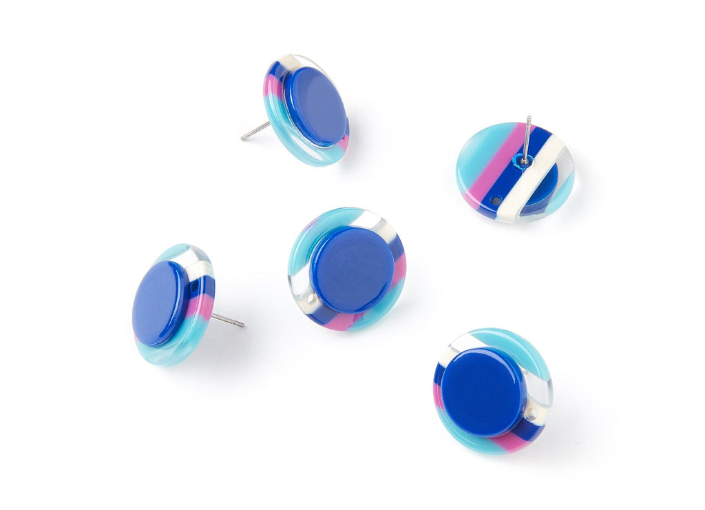 Acetate Circle Earring Post - Circle Earring Stud - Earring Post - Jewelry Supplies - Color Code: A109 - 19.44x19.44x5mm - AC1300A - DOMEDBAZAAR