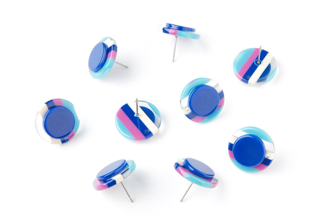Acetate Circle Earring Post - Circle Earring Stud - Earring Post - Jewelry Supplies - Color Code: A109 - 19.44x19.44x5mm - AC1300A - DOMEDBAZAAR