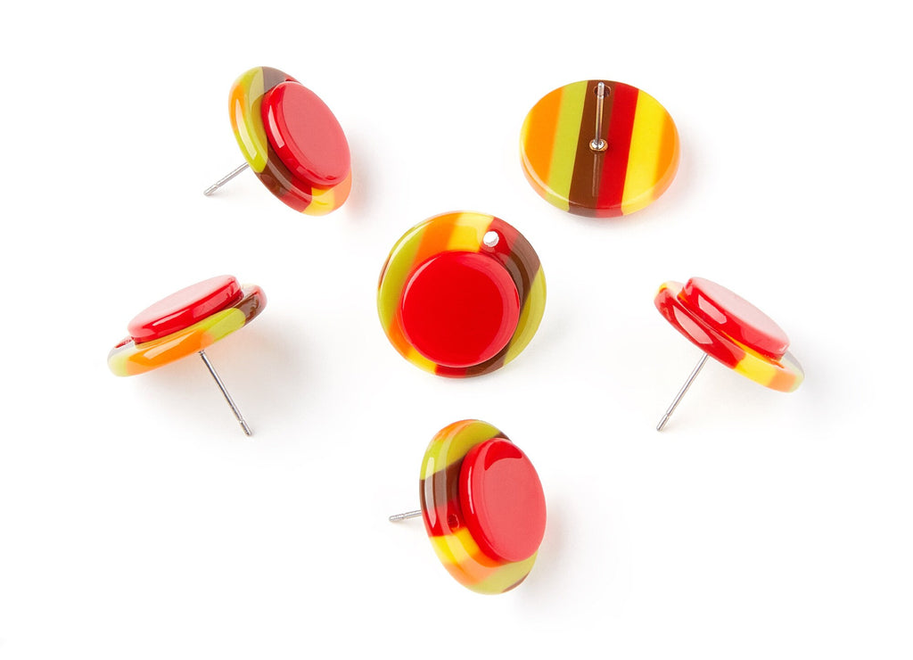 Acetate Circle Earring Stud - Acetate Circle Earring Post - Earring Findings - Jewelry Supplies - 19.44x19.44x5mm - AC1300C - DOMEDBAZAAR