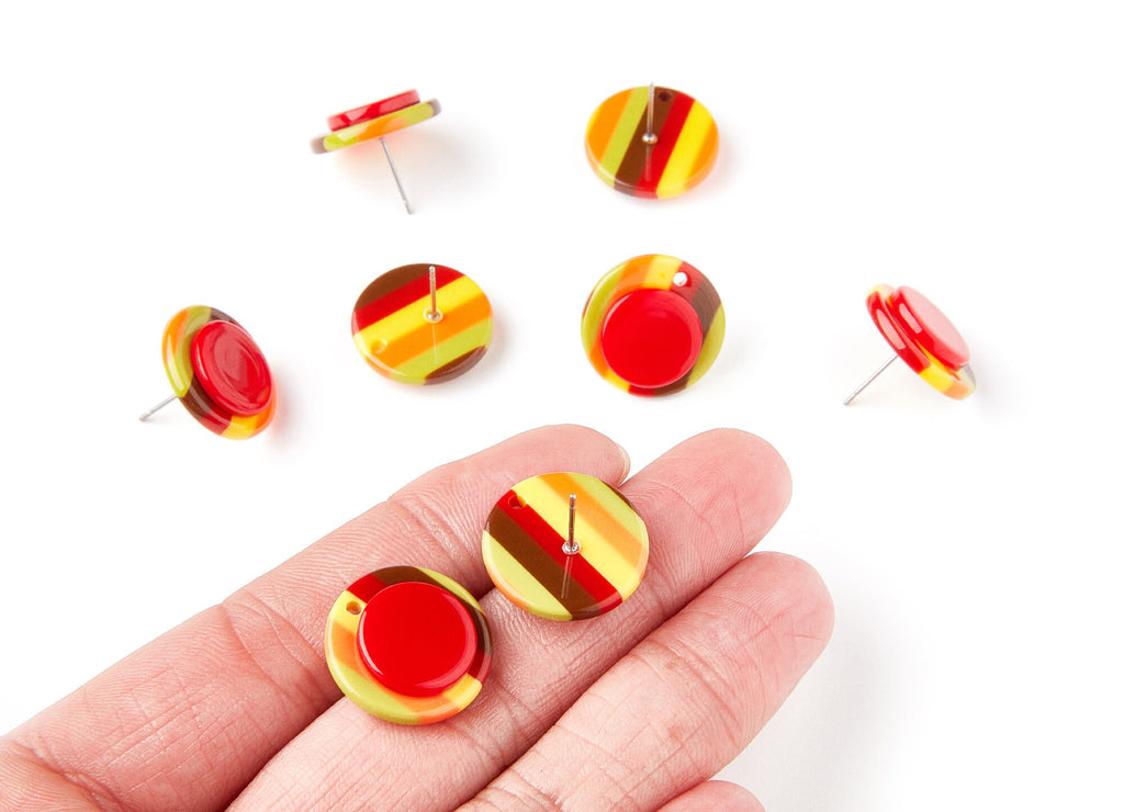 Acetate Circle Earring Stud - Acetate Circle Earring Post - Earring Findings - Jewelry Supplies - 19.44x19.44x5mm - AC1300C - DOMEDBAZAAR