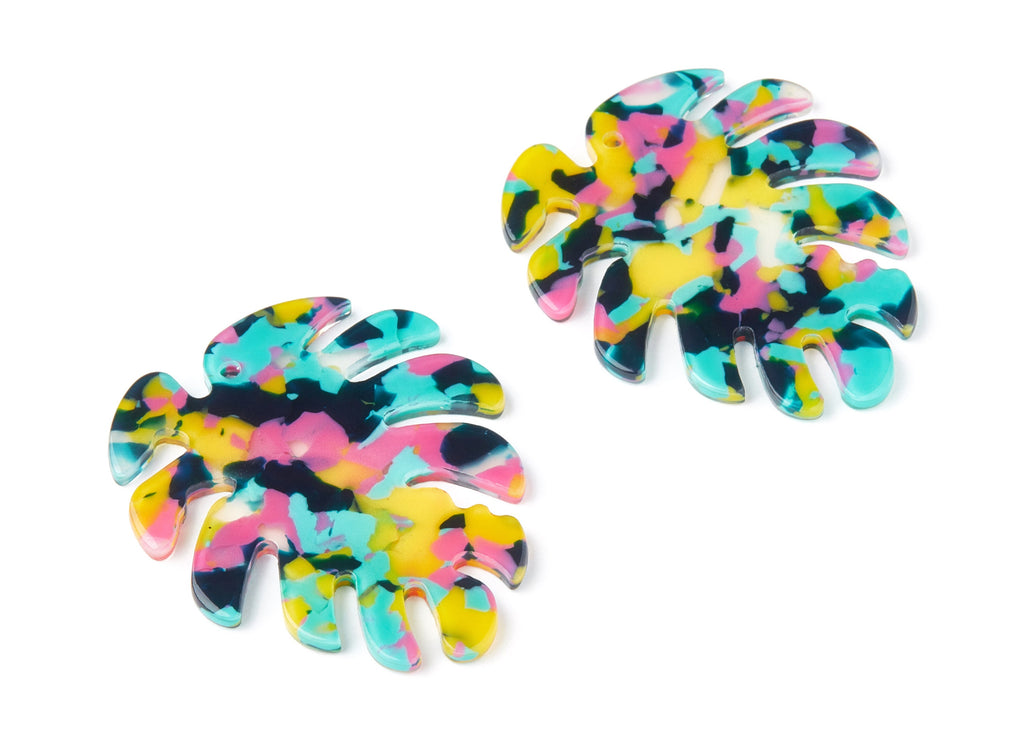 Acetate Leaf Earring Charms - Monstera Leaf Pendant - Earring Findings - Jewelry Supplies - Color Code: A111 - 45.15x38x2.38mm - AC1199F - DOMEDBAZAAR