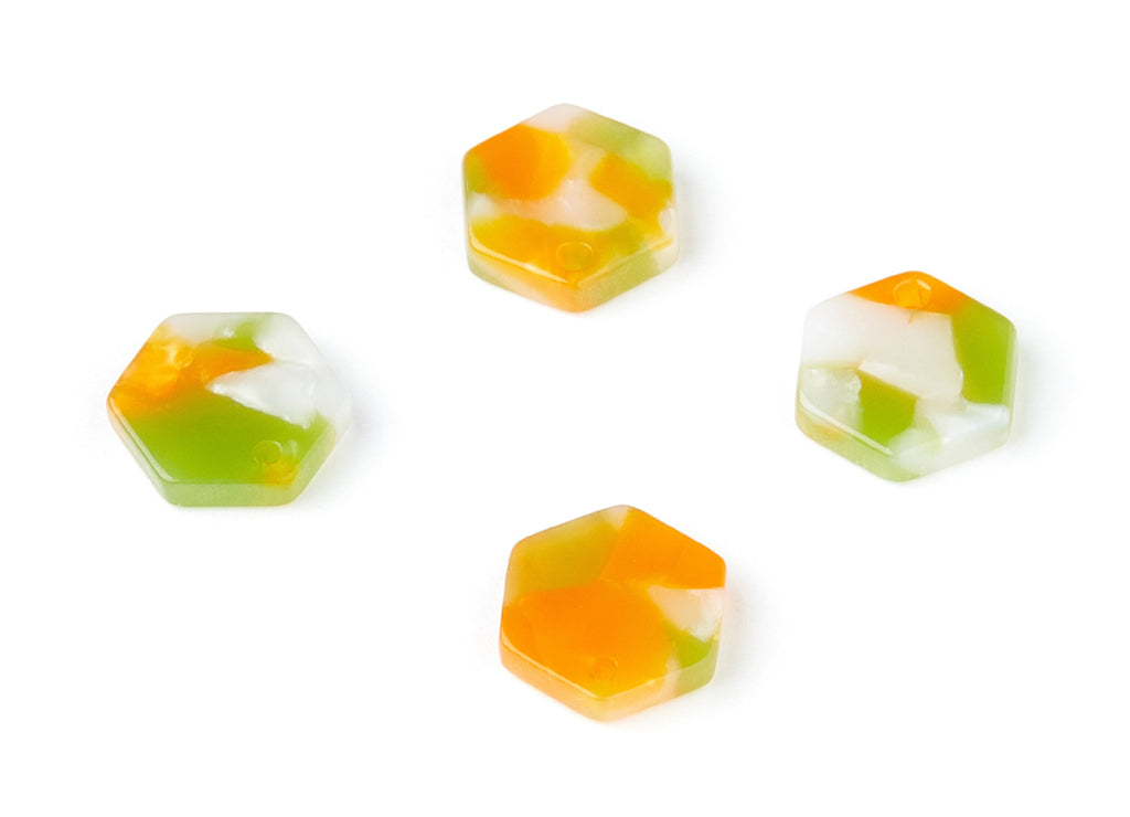 Acetate Hexagon Earring Charms - Hexagon Shaped Pendant - Earring Findings - Jewelry Supplies - 12x11x2.56mm - AC1121H - DOMEDBAZAAR