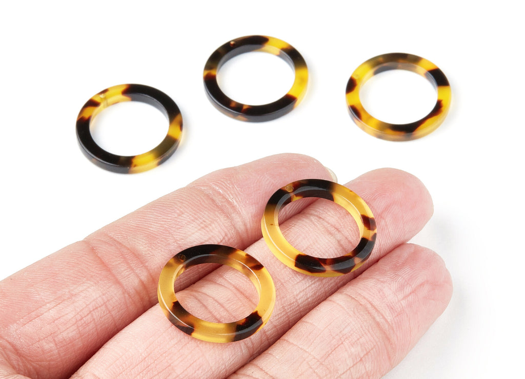 Acetate Acrylic Hoop Charms - Tortoise Shell Earring - Circle Pendant - Jewelry Supplies - Color Code: A02 - 21.18x21.18x2.75mm - AC1153C - DOMEDBAZAAR