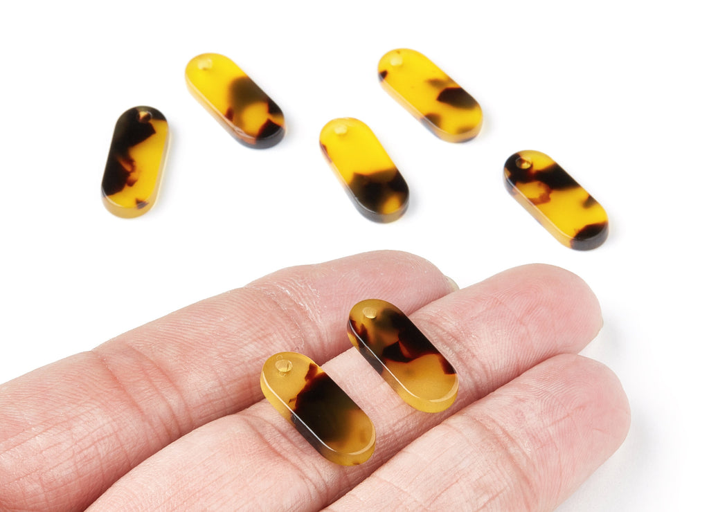 Acetate Acrylic Earring Charms - Tortoise Shell Earrings - Oval Pendant - Jewelry Supplies - Color Code: A02 - 18,78x7,85x2,7mm - AC1578-A02 - DOMEDBAZAAR