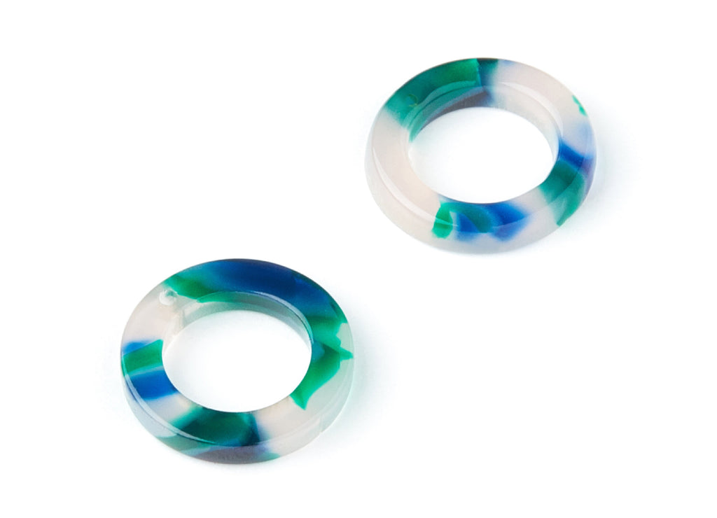 Acetate Hoop Earring Charms - Circle Shaped Pendant - Earring Findings - Jewelry Supplies - Color Code: A18 - 15x15x2.7mm - AC1152G - DOMEDBAZAAR