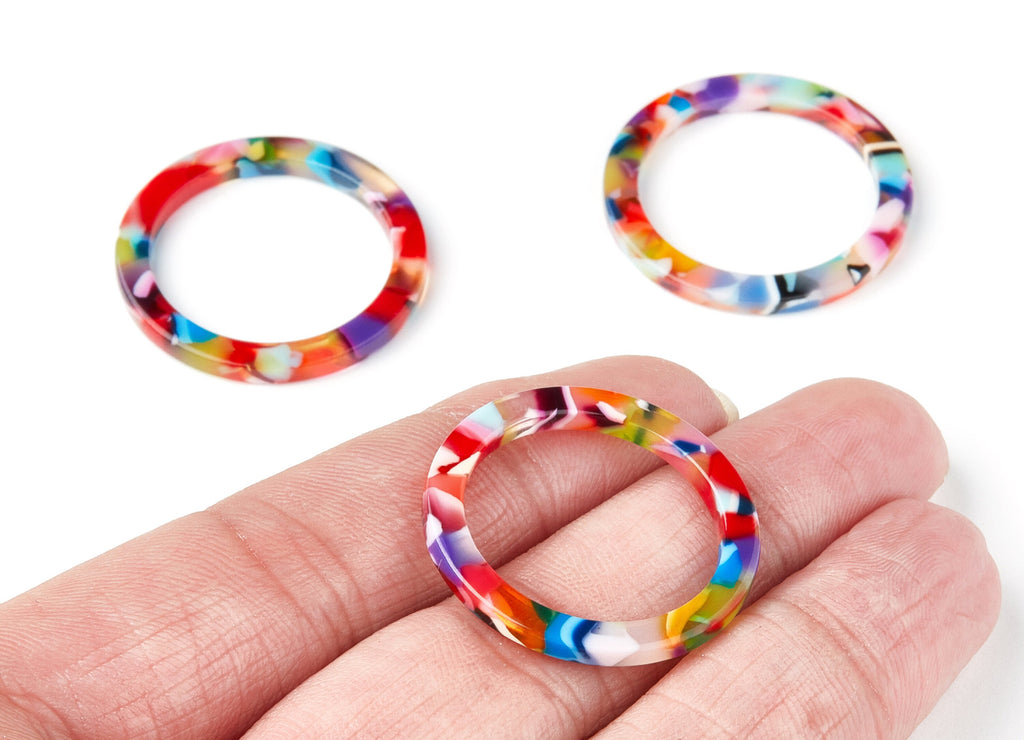 Acetate Hoop Earrings Charms - Circle Shaped Pendant - Earring Findings - Jewelry Supplies - Color Code: A21 - 28.8x28.8x2.55mm- AC1169P - DOMEDBAZAAR