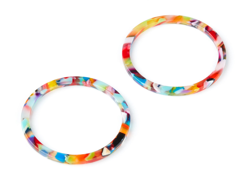 Acetate Circle Charms - Hoop Earrings and Pendant - Earring Findings - Jewellery Supplies - Color Code: A21 - 43x43x2.7mm- AC1167P - DOMEDBAZAAR