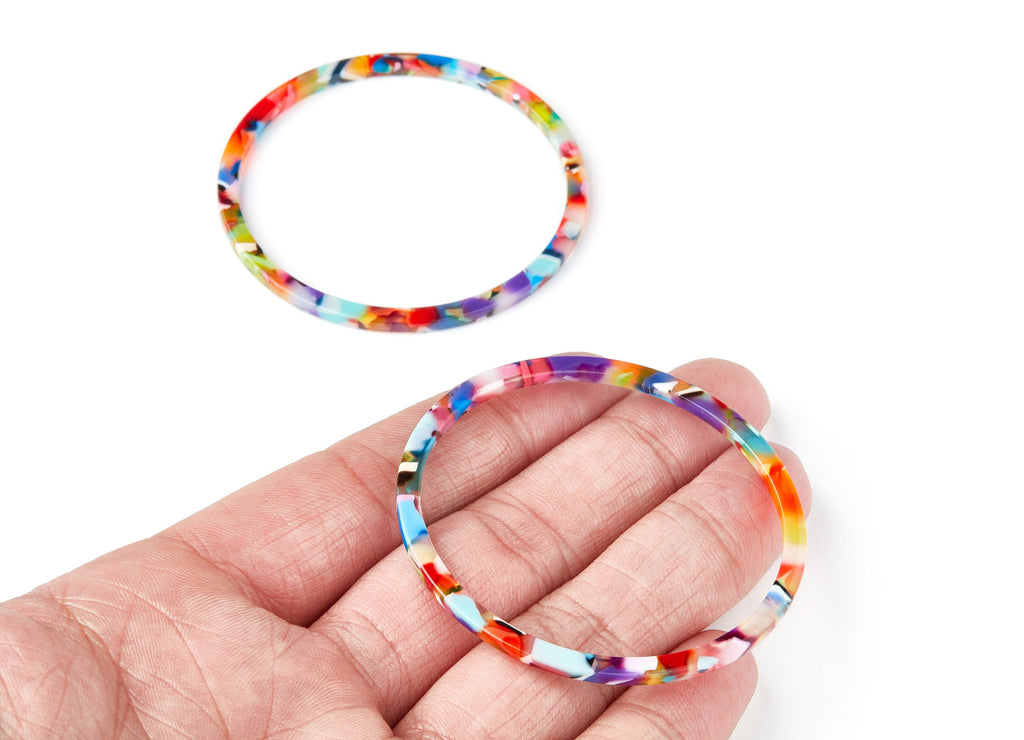 Acetate Hoop Earring Charms - Acrylic Circle Pendant - Earring Findings - Jewelry Supplies - Color Code: A21 - 57x57x2.7mm- AC1165P - DOMEDBAZAAR